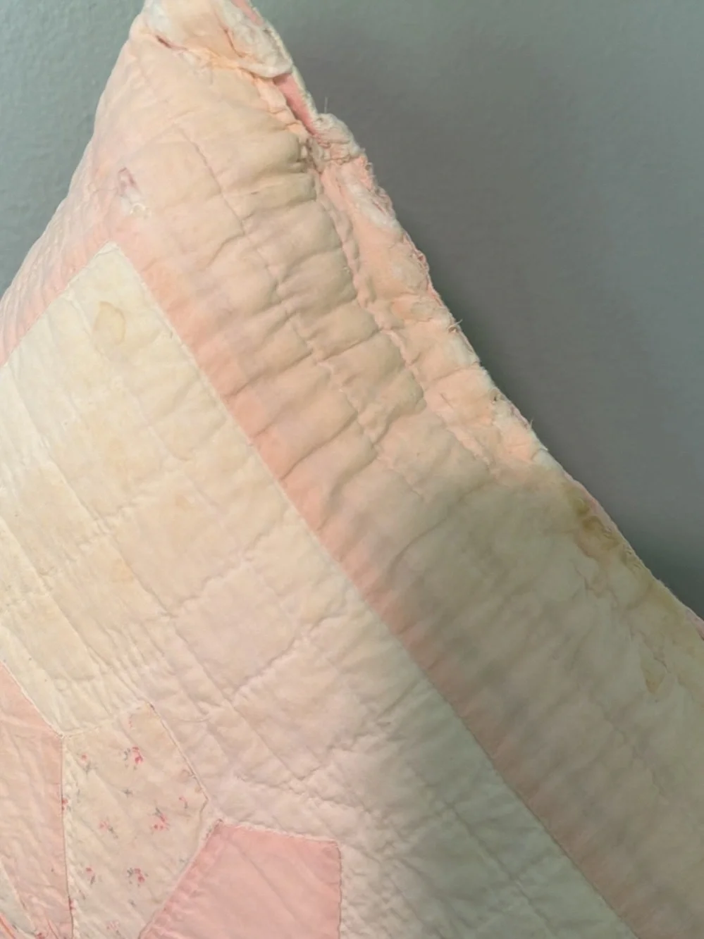 Handmade Pink Floral Patchwork Throw Pillow